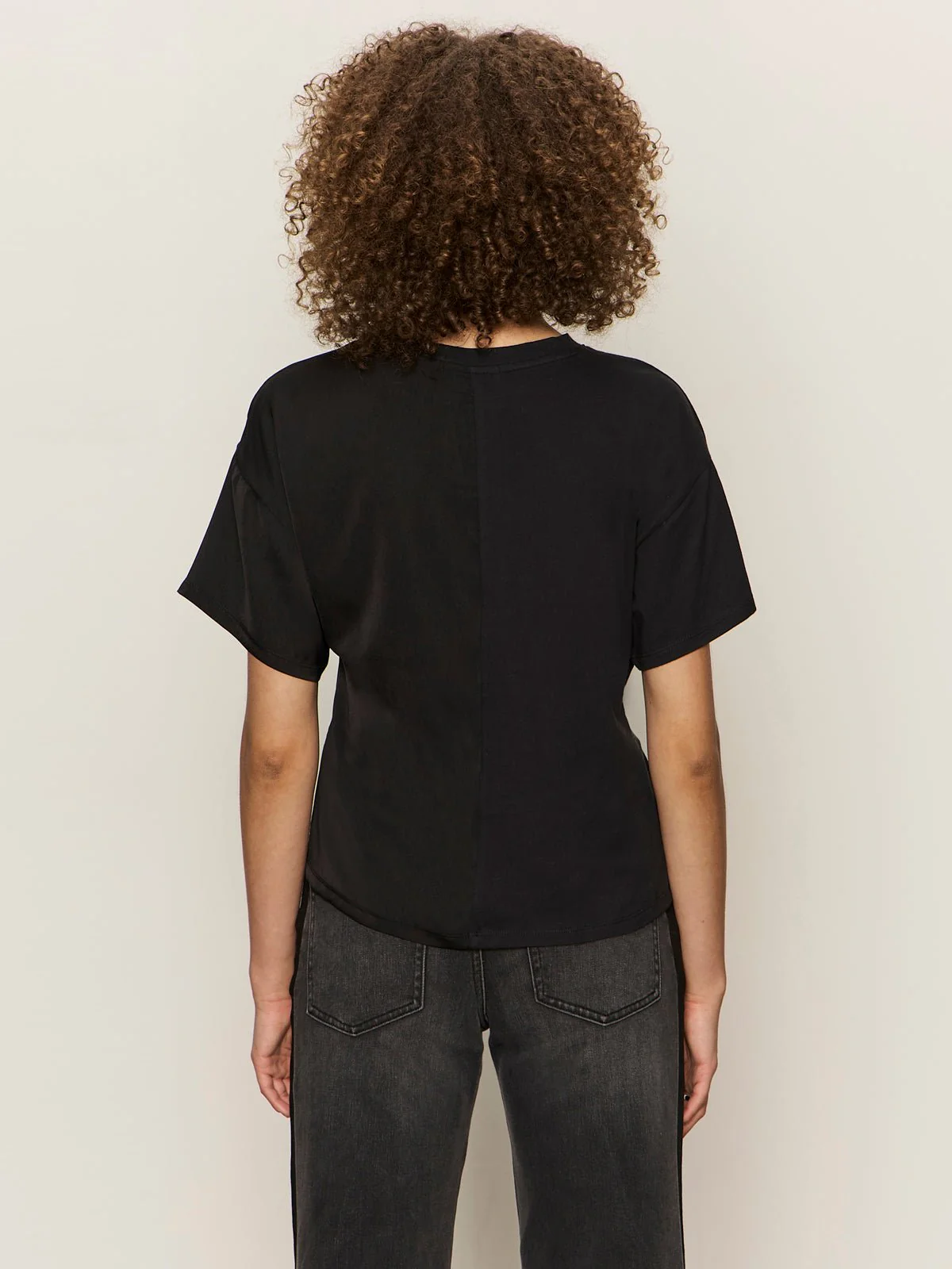 Satin Mix Tee Black - Image 4