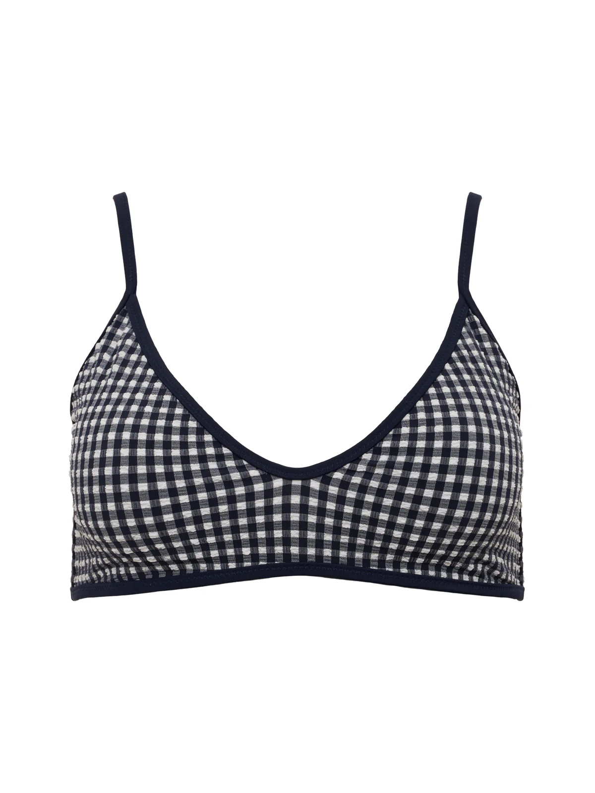 Scoop Front Bra Bikini Top Navy Gingham - Image 5