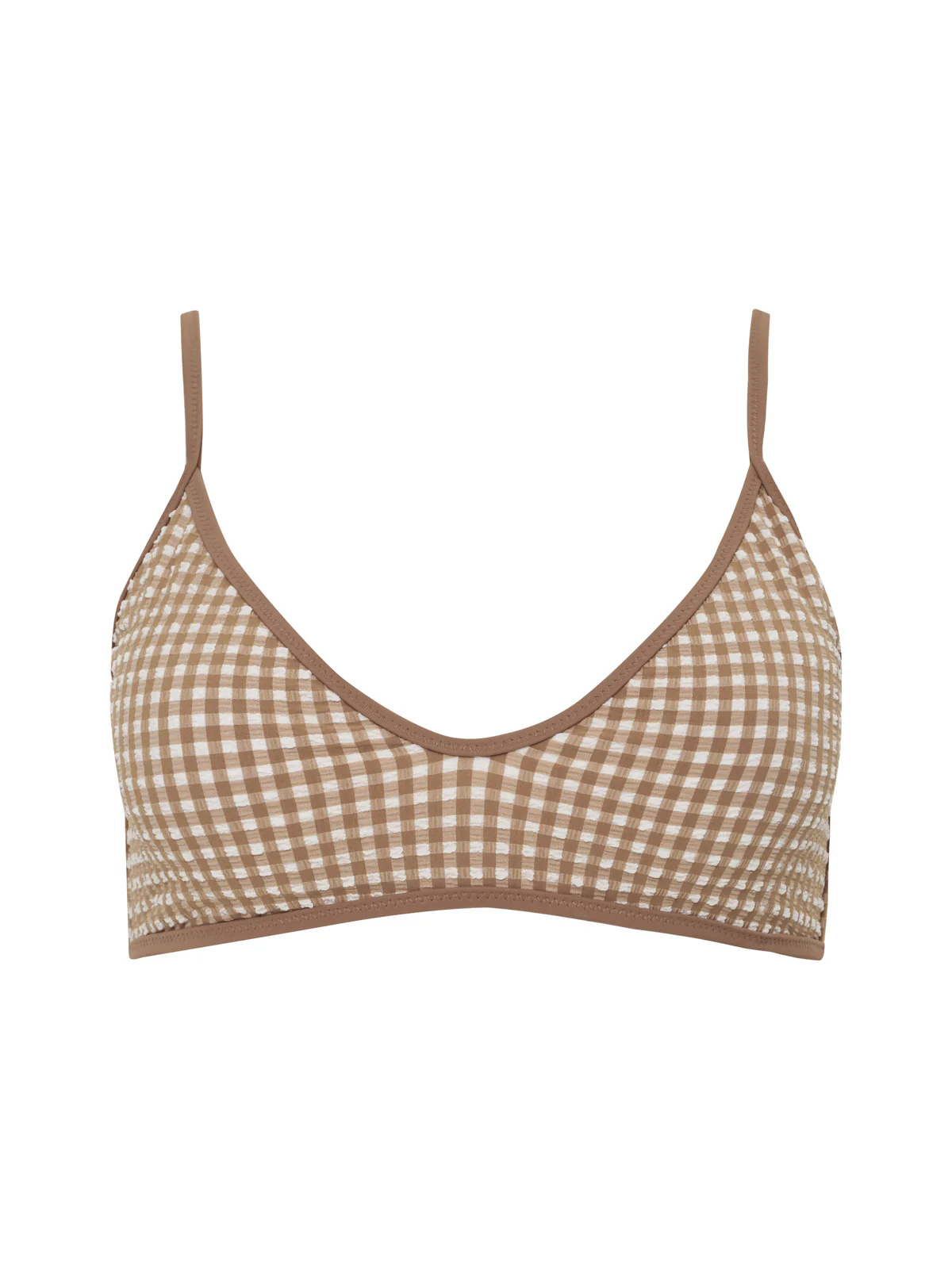 Scoop Front Bra Bikini Top Toasted Coconut Gingham - Image 4