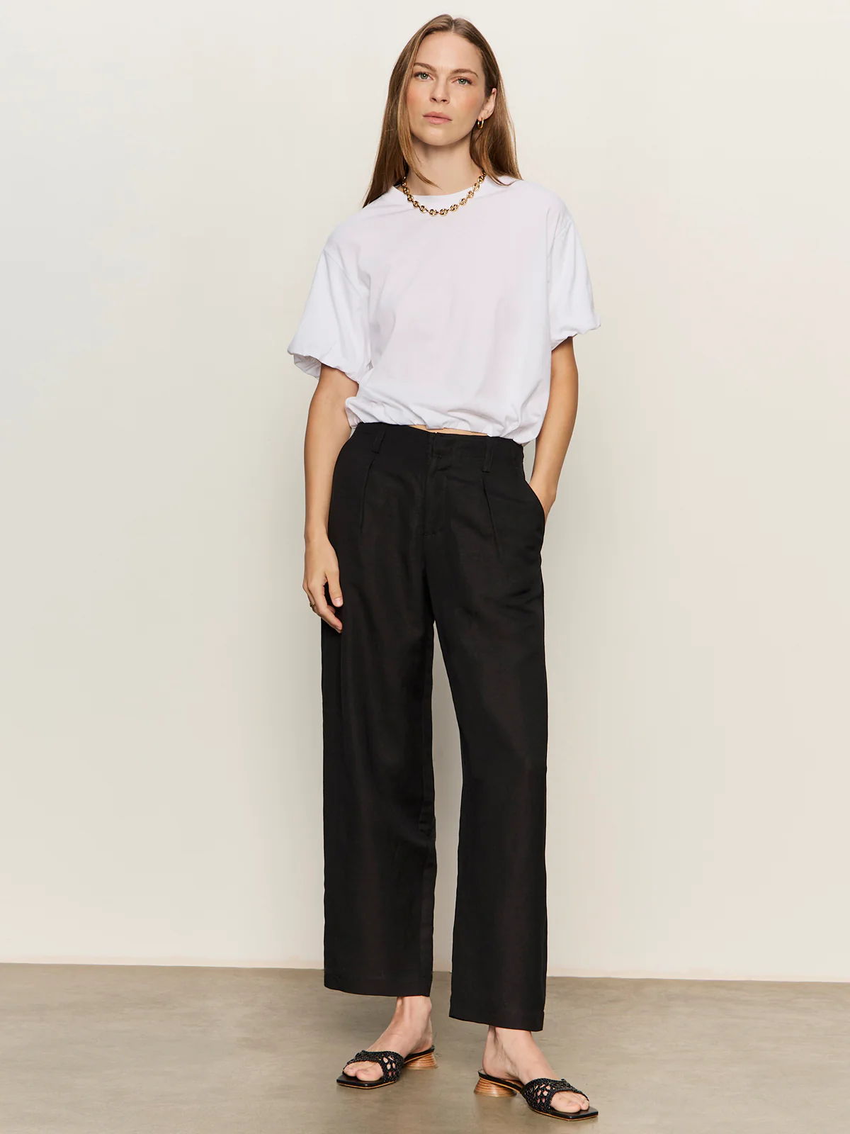 Scout Linen Barrel Pant Black - Image 4