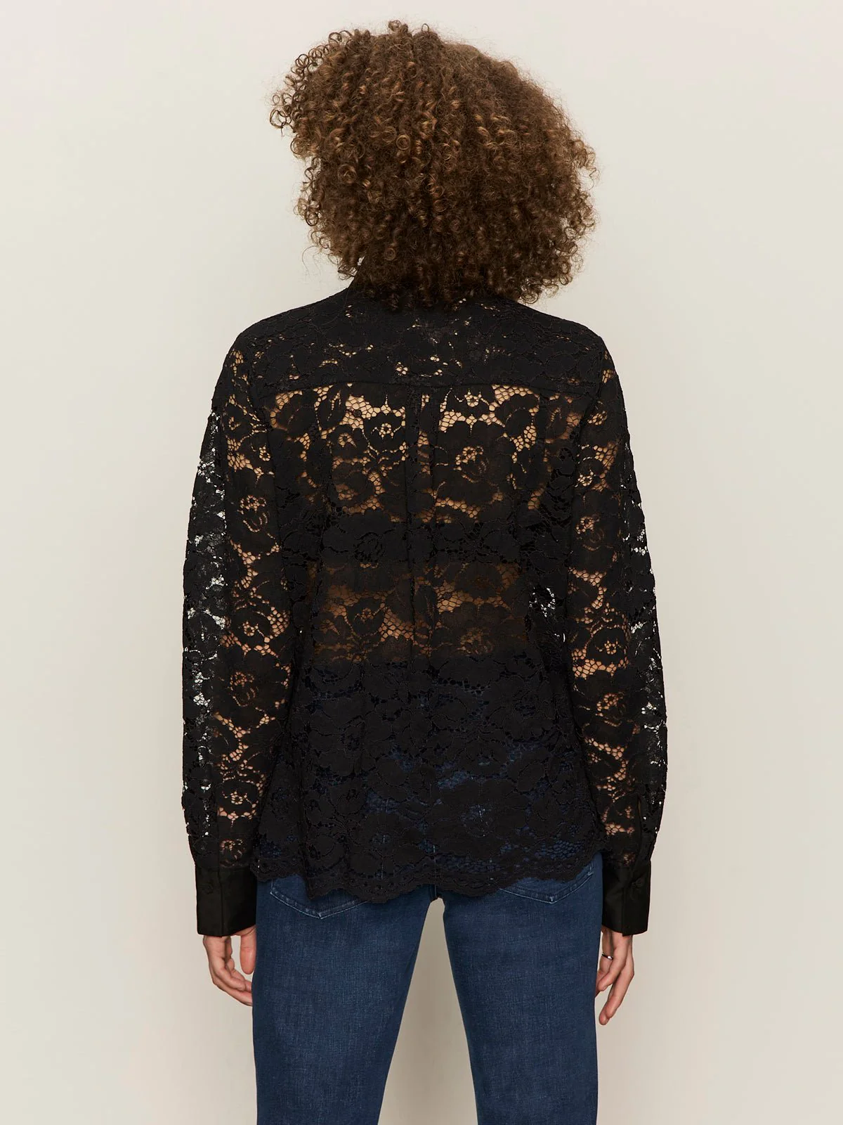 Serendipity Lace Tuxedo Shirt Black - Image 4