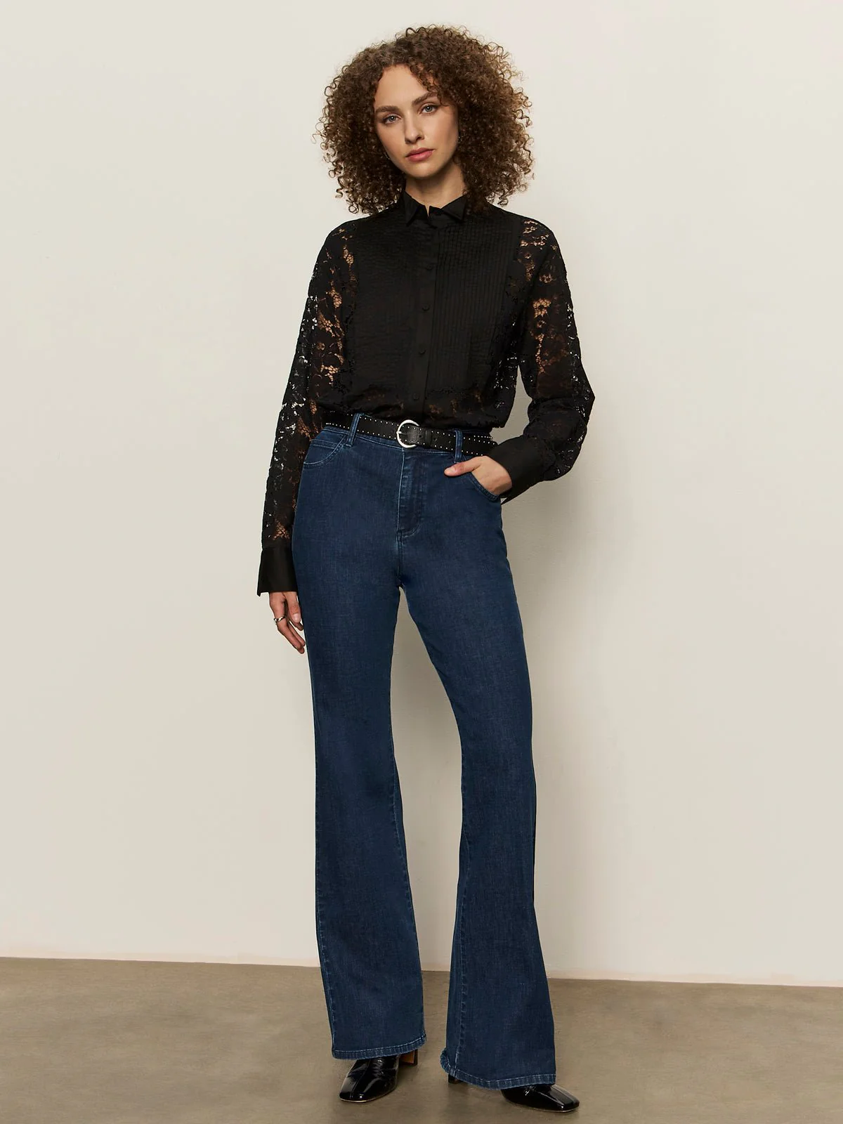 Serendipity Lace Tuxedo Shirt Black - Image 6