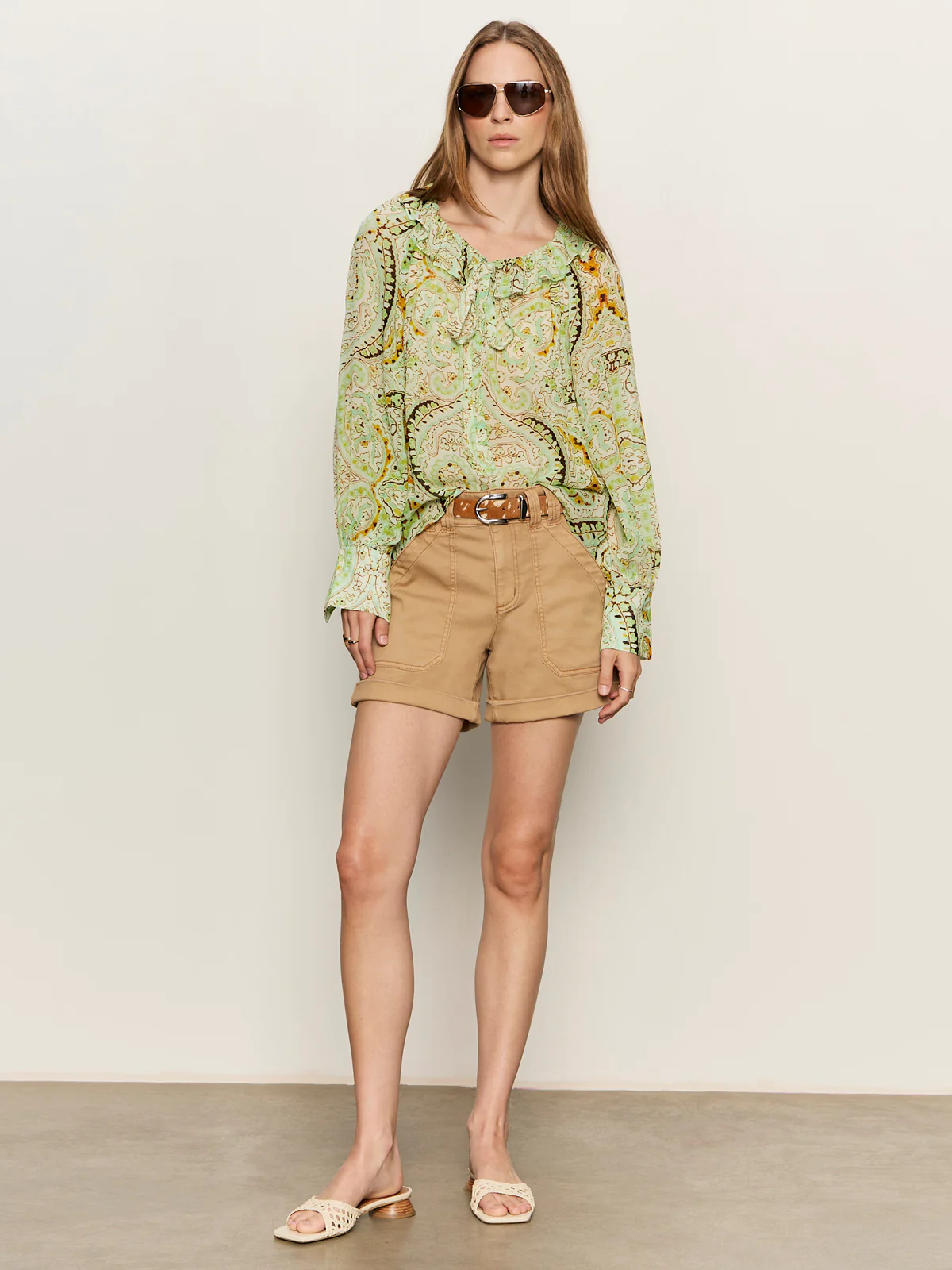 Sheer Elegance Volume Blouse Verde Boheme - Image 5