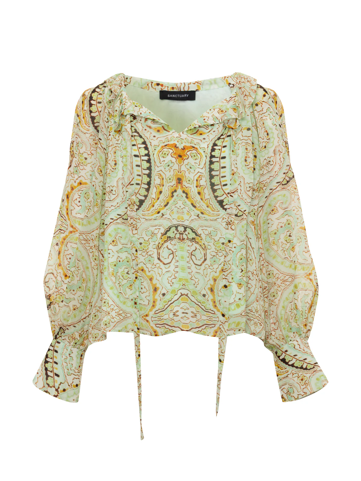 Sheer Elegance Volume Blouse Verde Boheme - Image 6