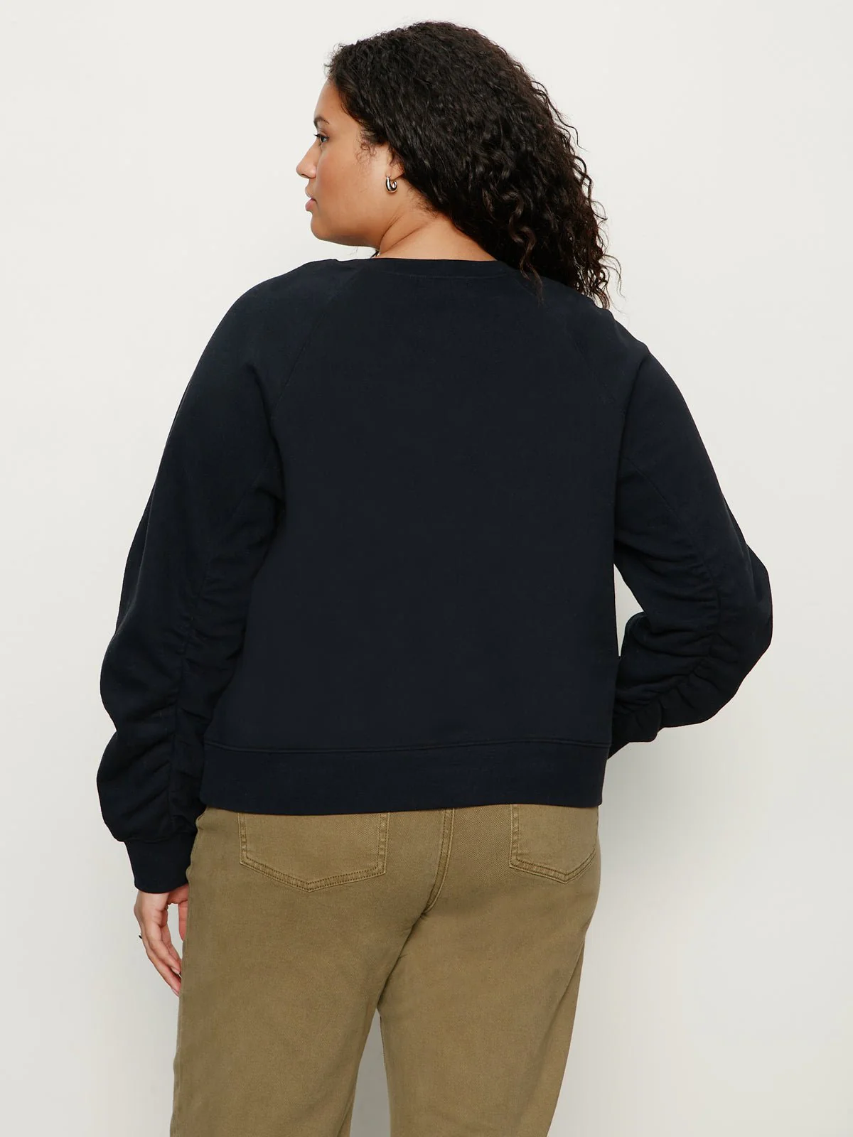 Shirred Sleeve Sweatshirt Black Extended Sizing - Image 3