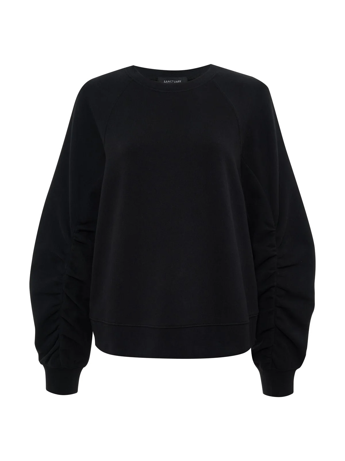 Shirred Sleeve Sweatshirt Black Extended Sizing - Image 7