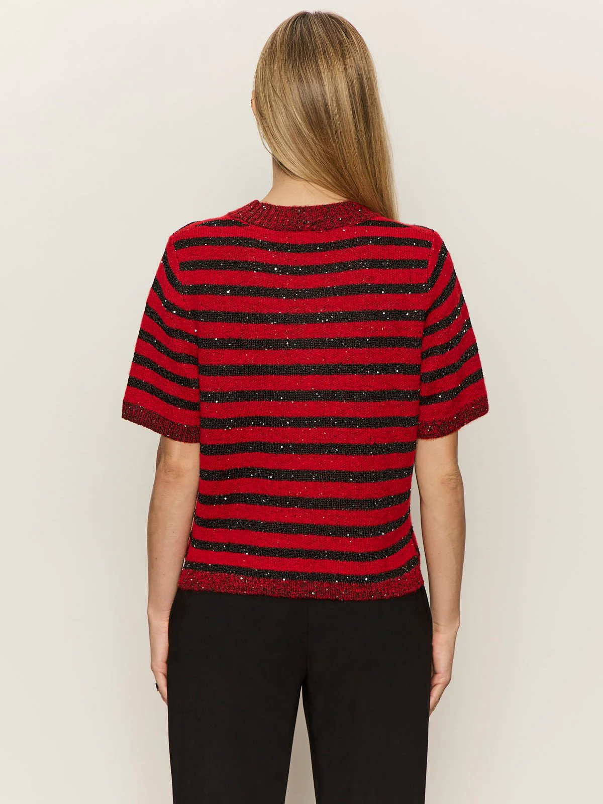 Short Sleeve Shine Sweater Tee Cherry Lacquer Shine - Image 4