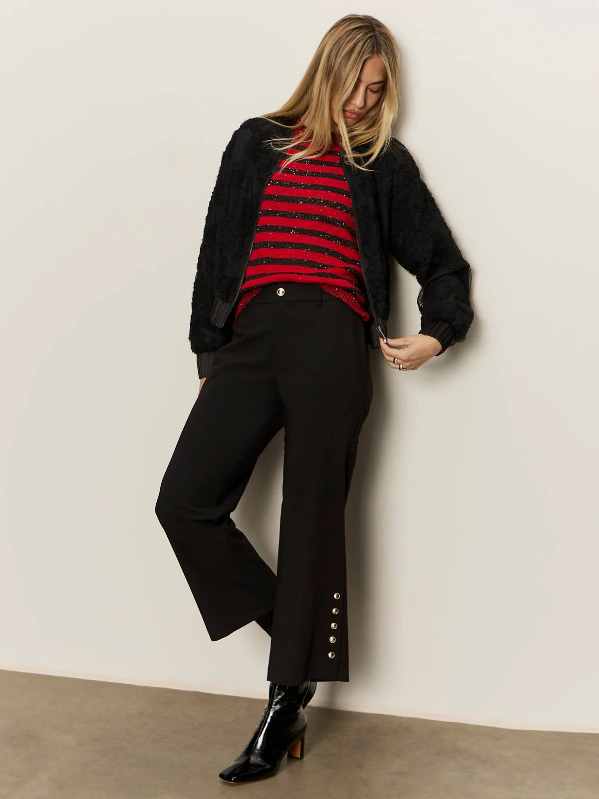 Short Sleeve Shine Sweater Tee Cherry Lacquer Shine - Image 6