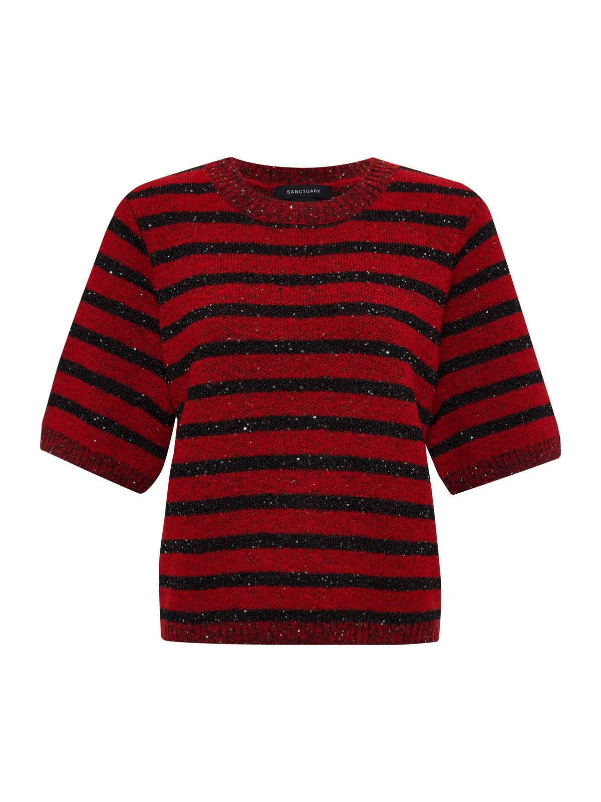 Short Sleeve Shine Sweater Tee Cherry Lacquer Shine - Image 7