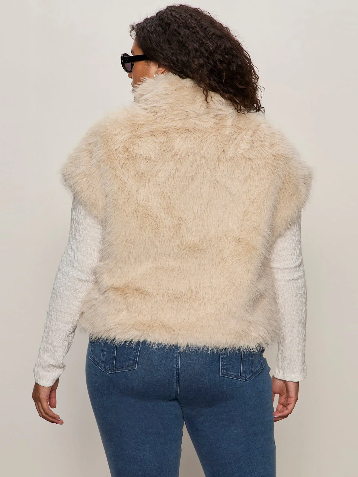 Silky Fur Vest Almond Cream Extended Sizing - Image 4