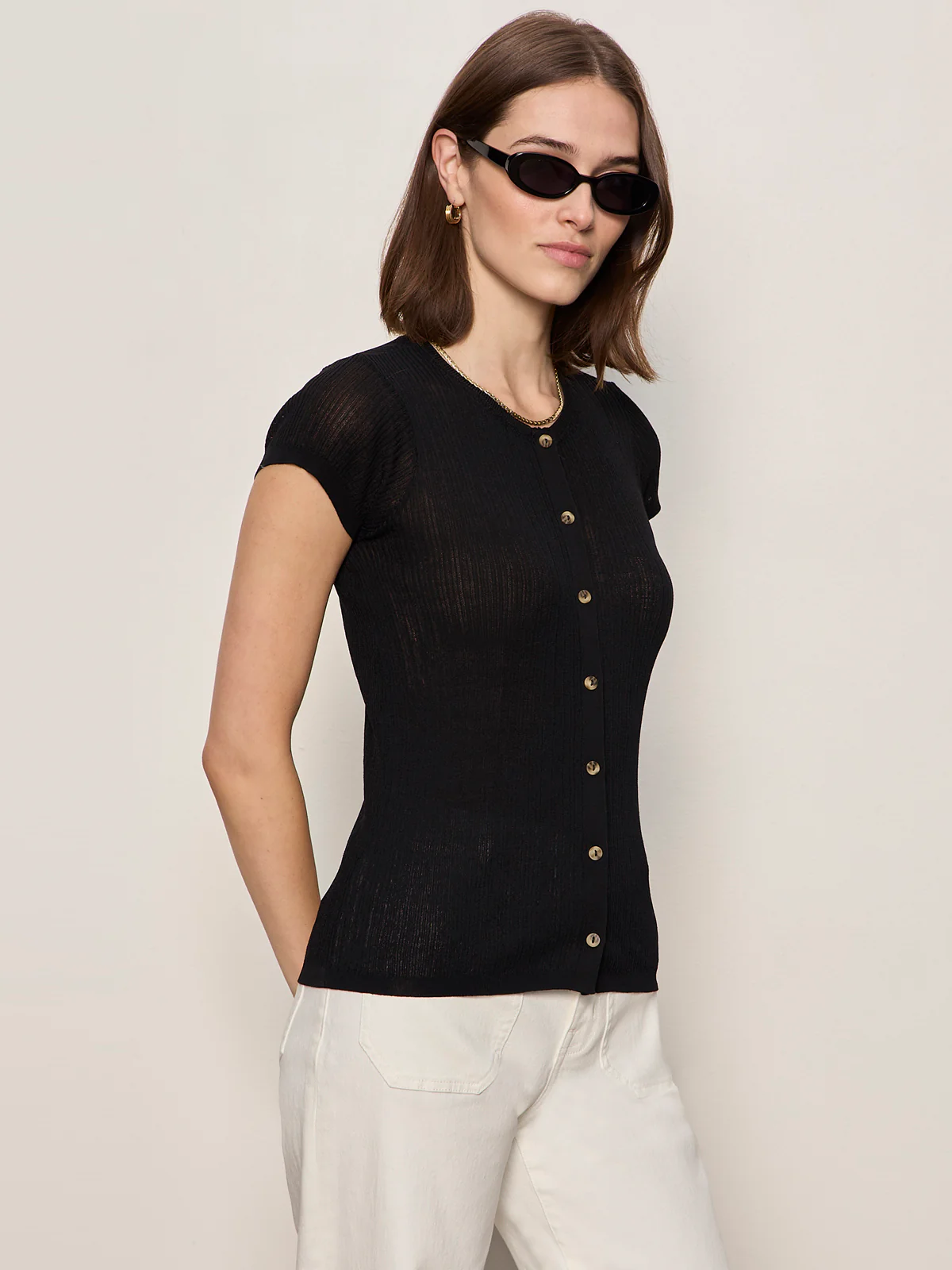 Soft Focus Ribbed Top Black - Image 3