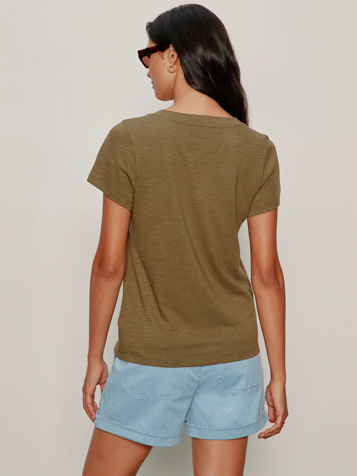Soft V Neck Tee Burnt Olive - Image 2