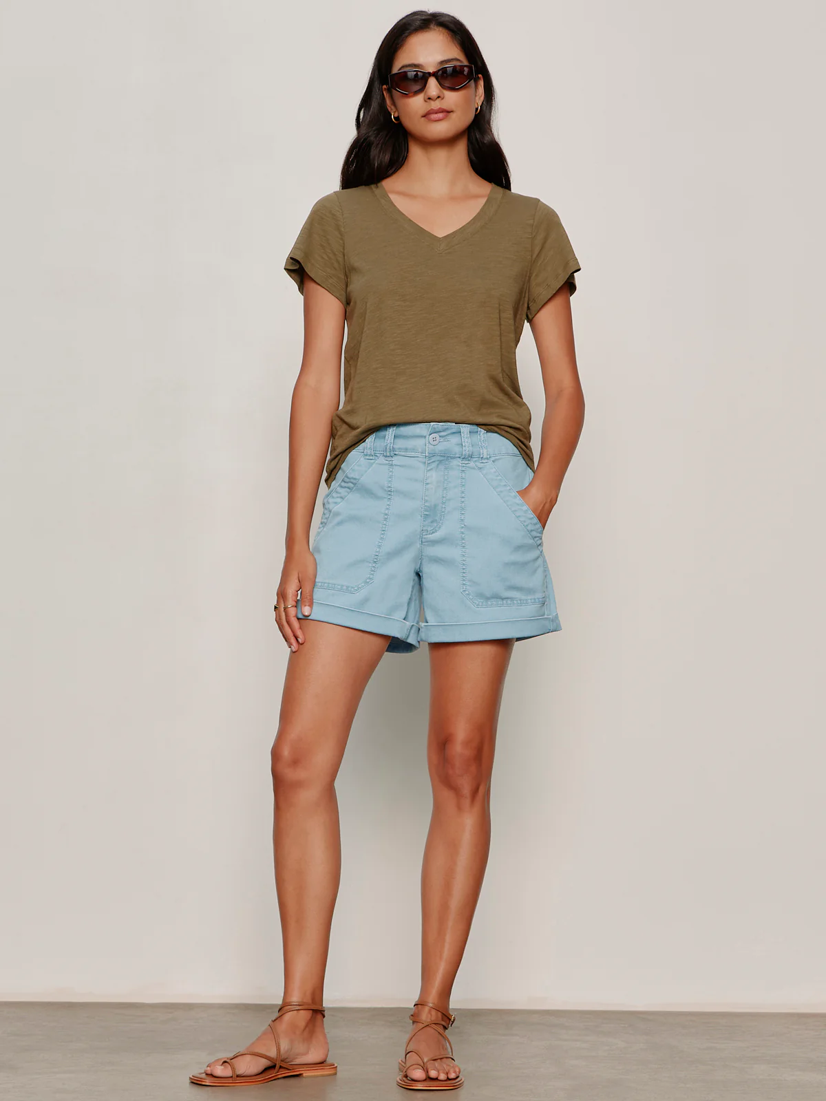 Soft V Neck Tee Burnt Olive - Image 4