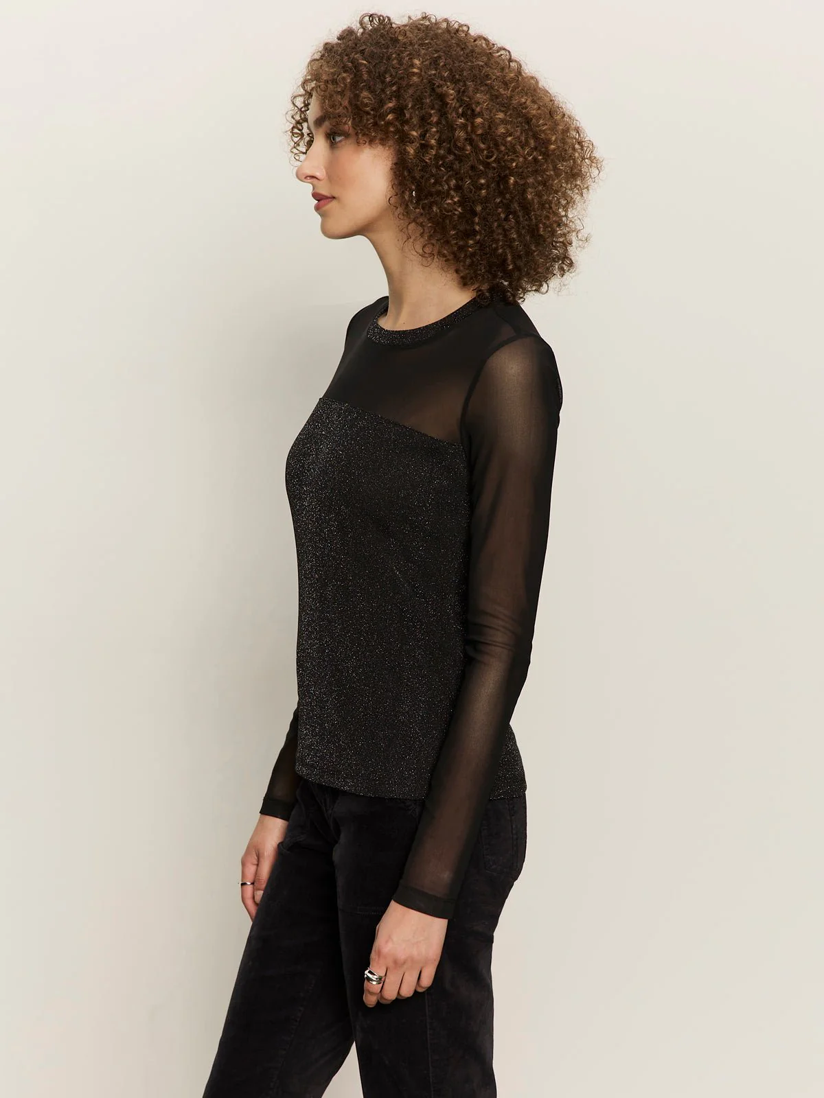 Sparkle Mesh Crew Tee Black - Image 3