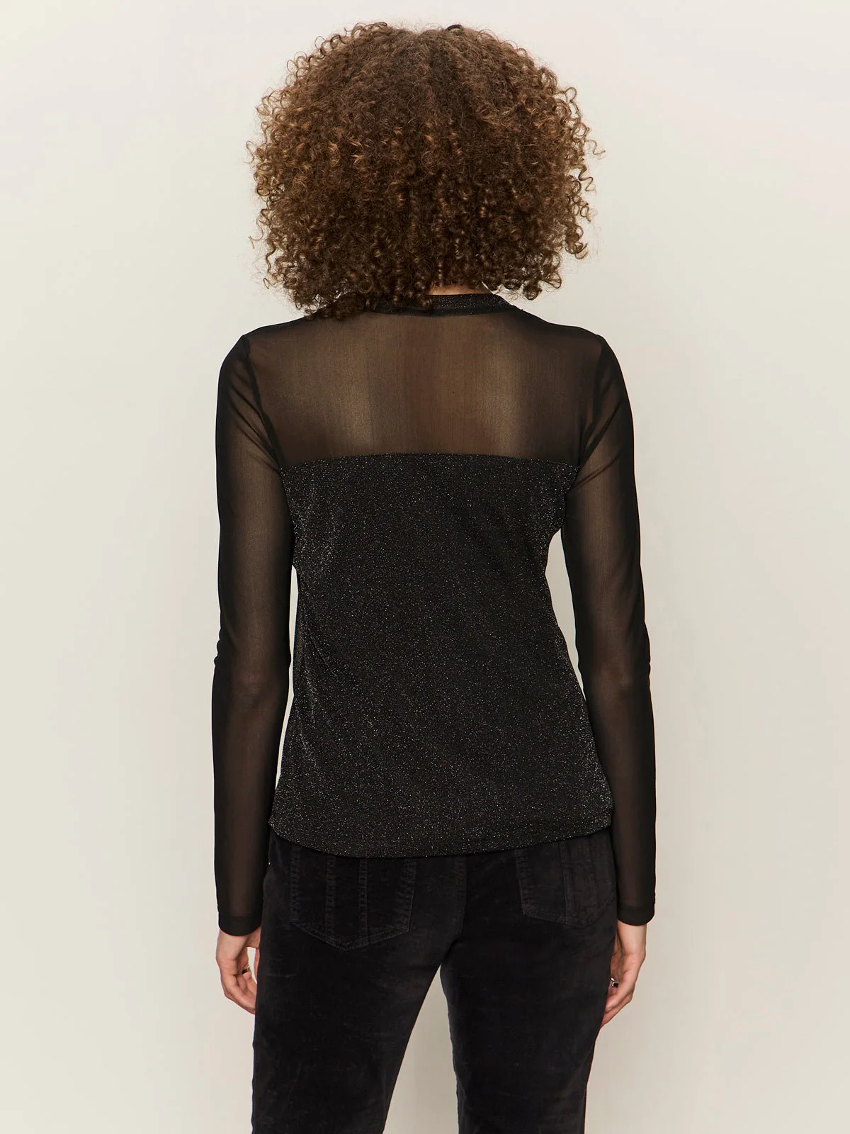 Sparkle Mesh Crew Tee Black - Image 4