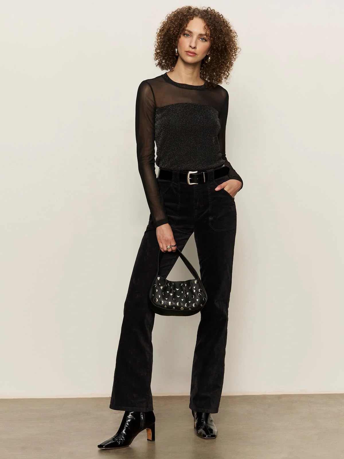 Sparkle Mesh Crew Tee Black - Image 5