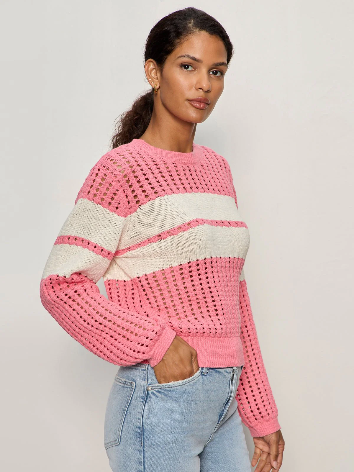 Sporty Openwork Popover Bloom Pink with Collagen Stripe - Image 4