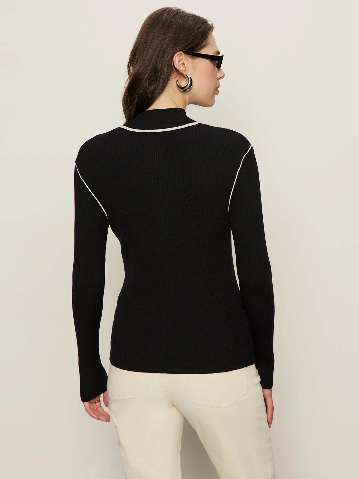Sporty Rib Zip Up Black With Chalk Tipping - Image 4