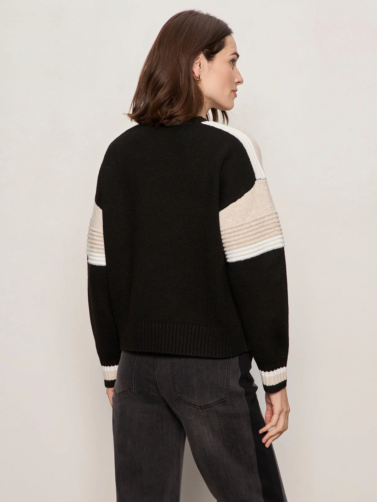 Sporty Stripe Crewneck Sweater Black Multi - Image 4
