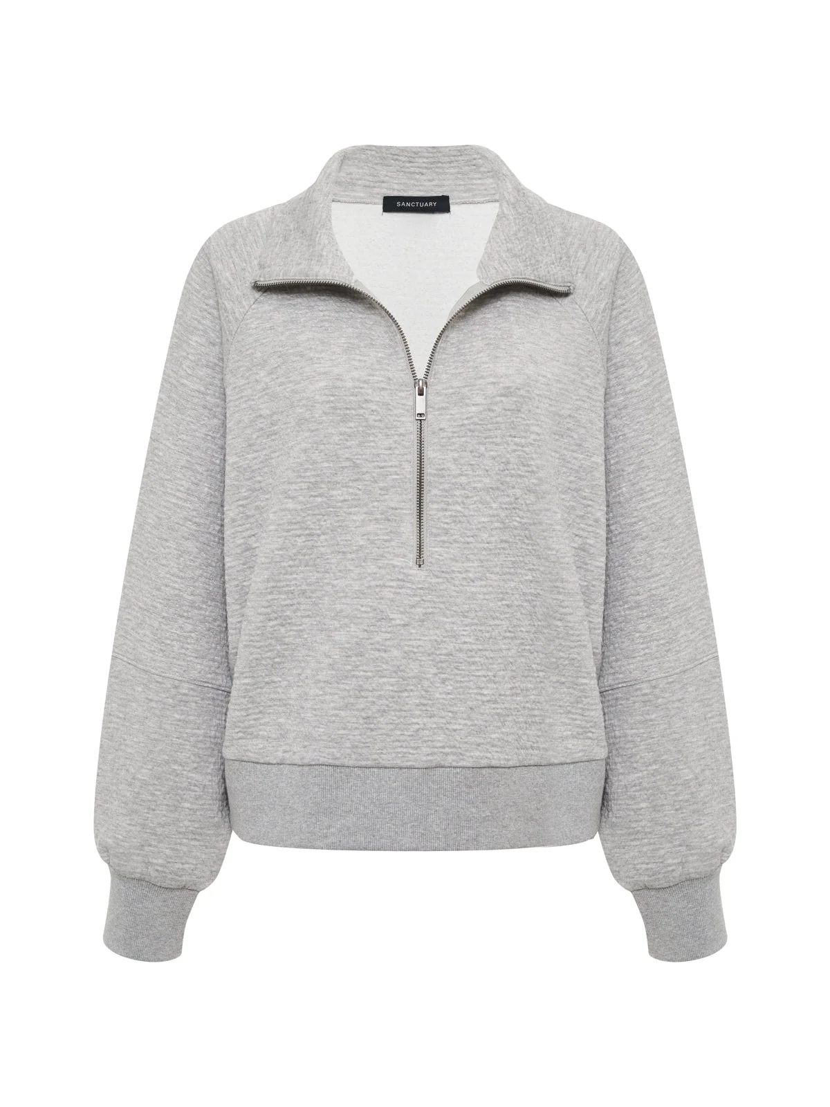 Textured Zip Up Popover Heather Grey - Image 6