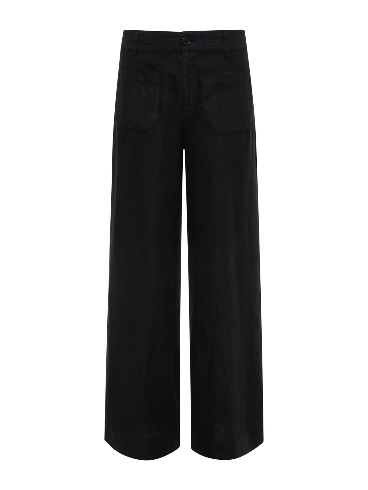 The Linen Marine Wide Leg Semi-High Rise Pant Black - Image 5
