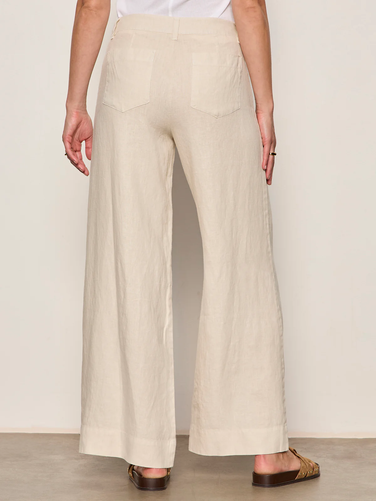 The Linen Marine Wide Leg Pant Summer Sand - Image 3