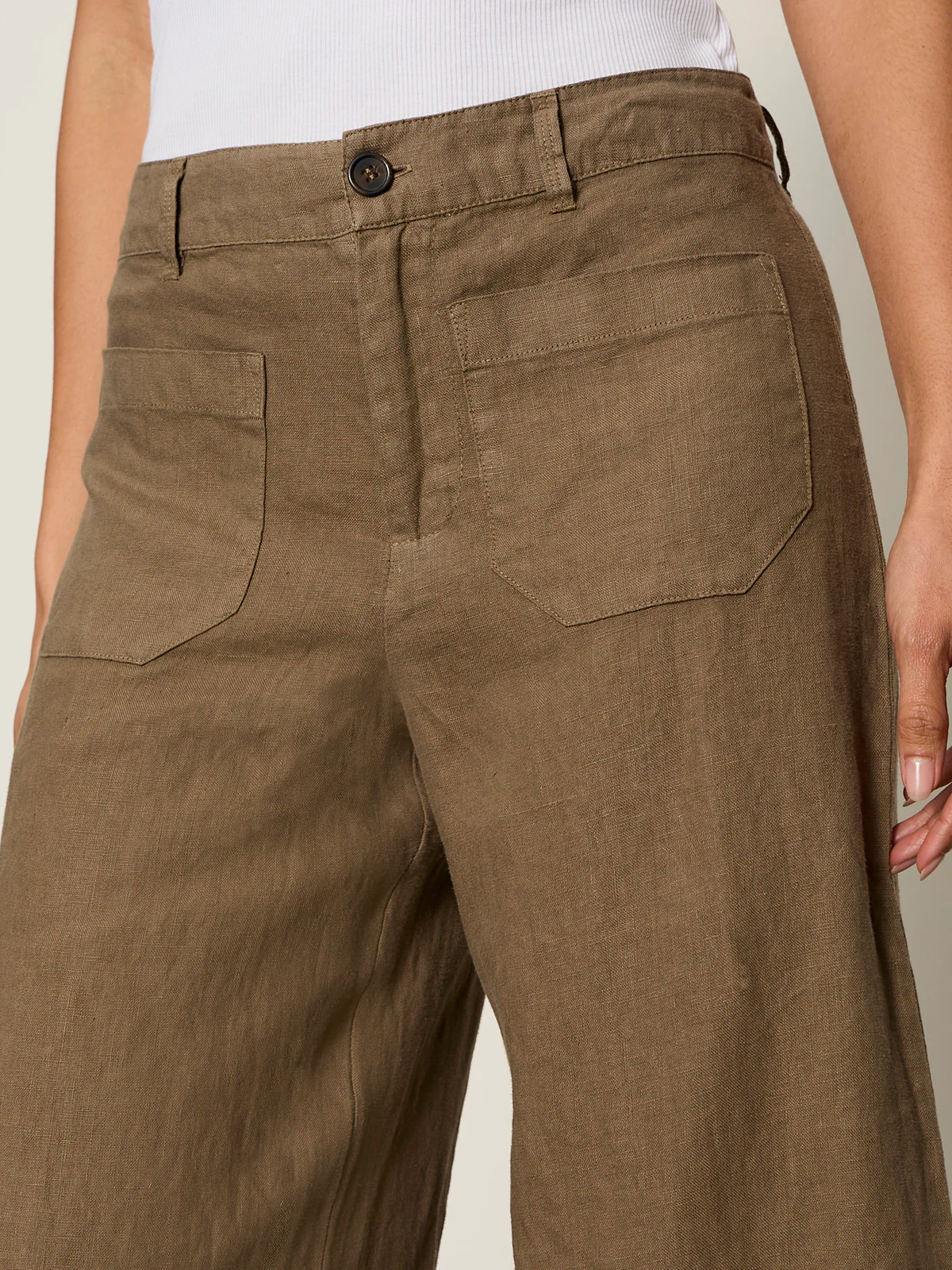 The Linen Marine Wide Leg Pant Timber - Image 4