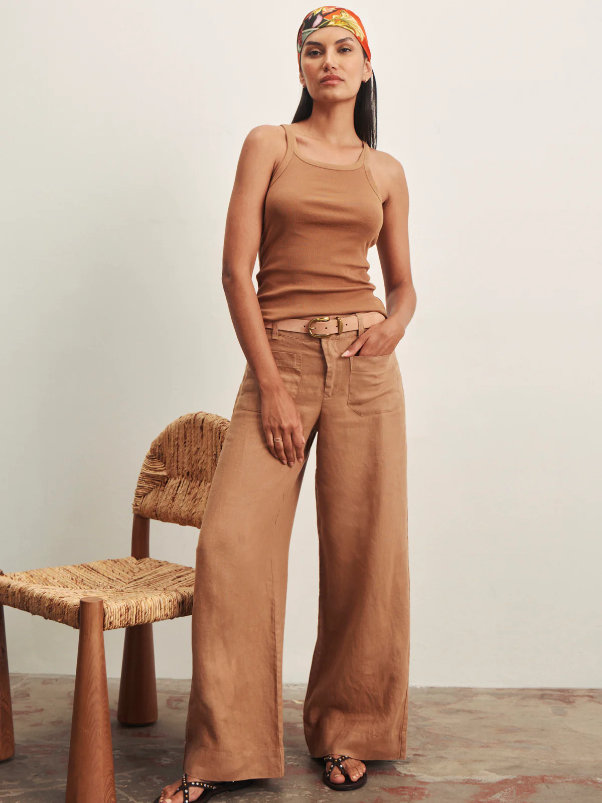 The Linen Marine Wide Leg Toasted Coconut - Image 5