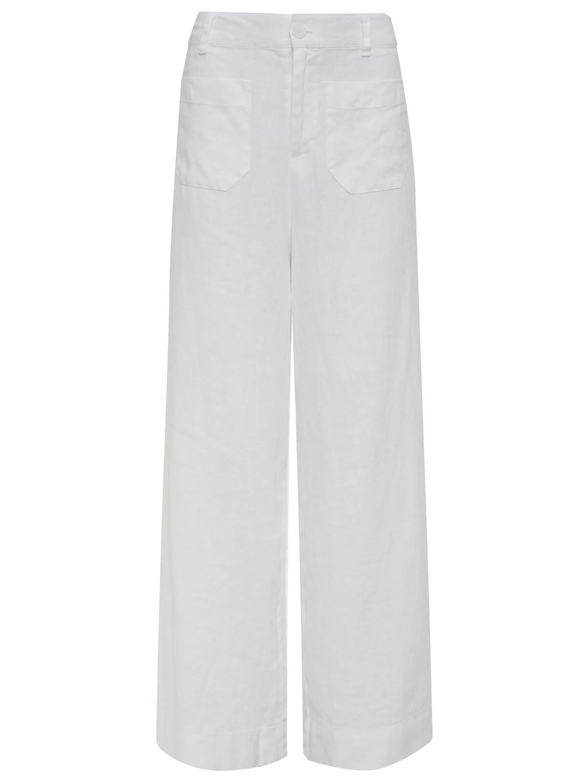 The Linen Marine Wide Leg Semi-High Rise Pant White - Image 8