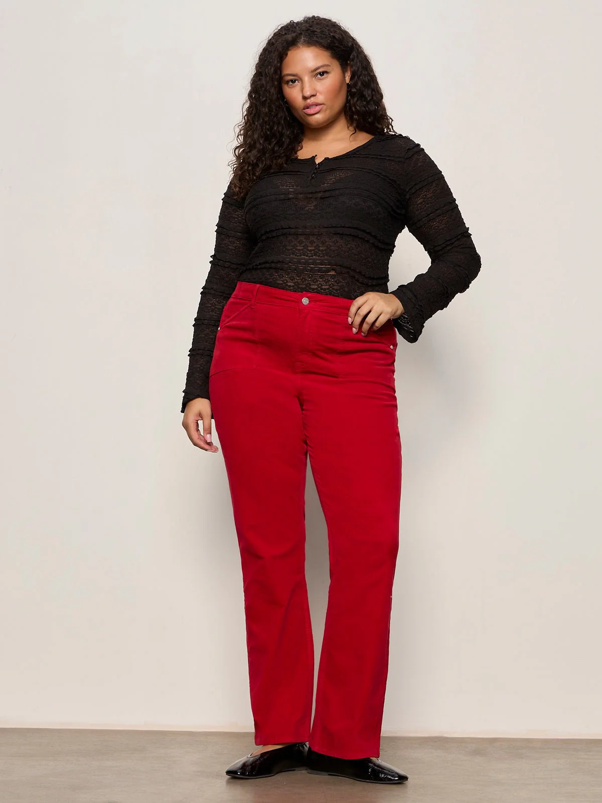 Velveteen Brook Bootcut Pant Cherry Lacquer Extended Sizing - Image 4