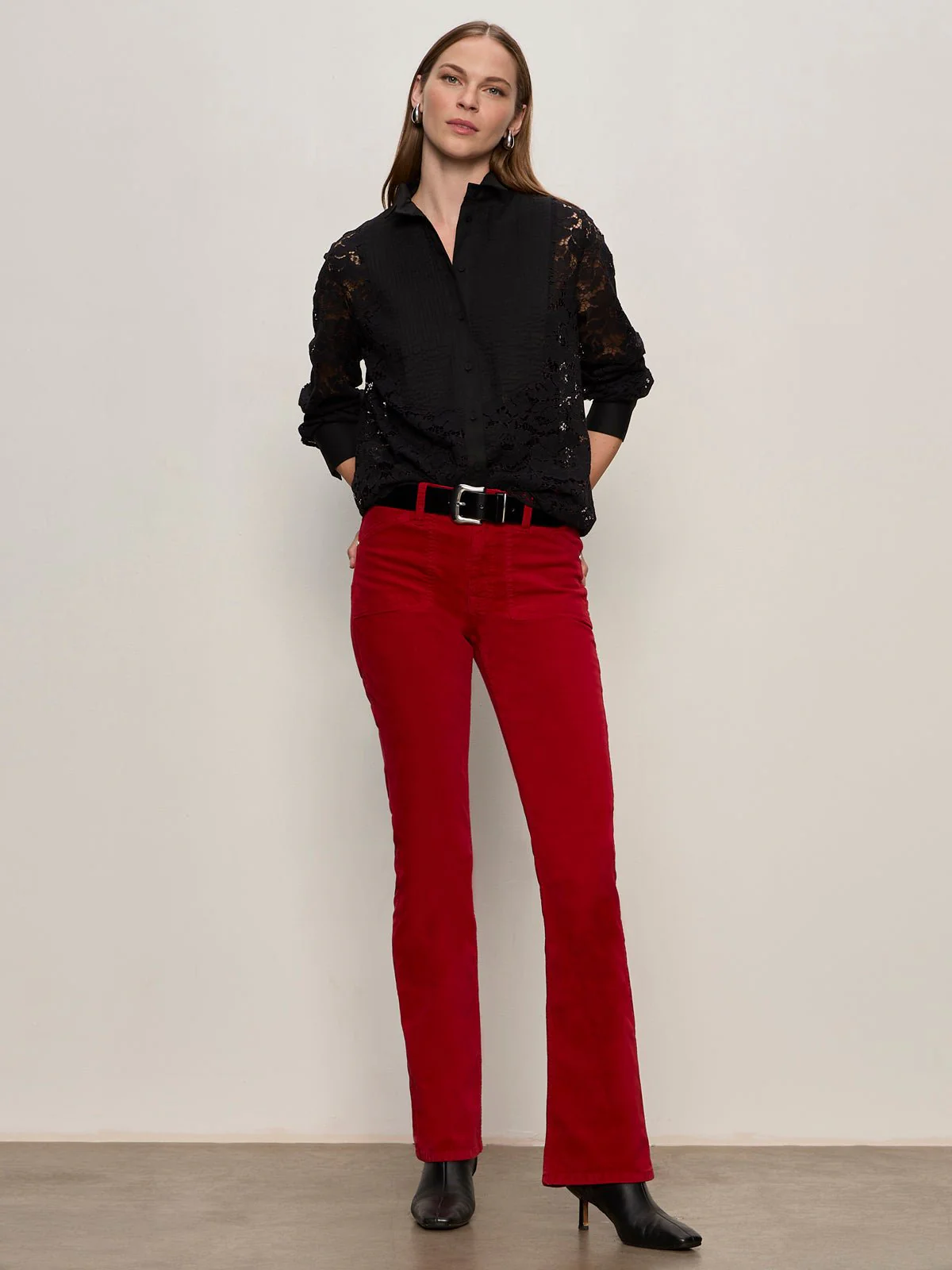 Velveteen Brook Bootcut Pant Cherry Lacquer Petite Sizing - Image 6